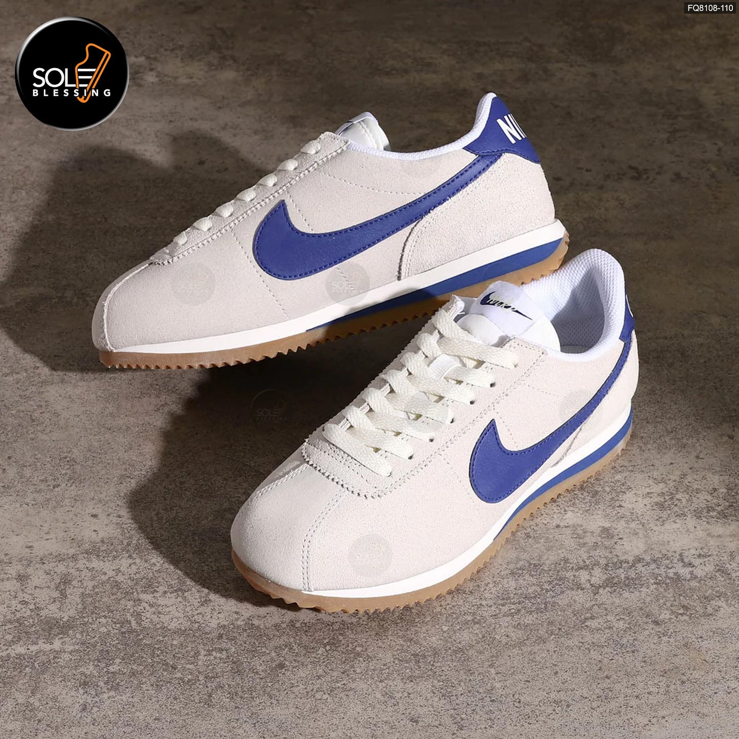 Nike Cortez Pale Ivory and Deep Royal Blue
