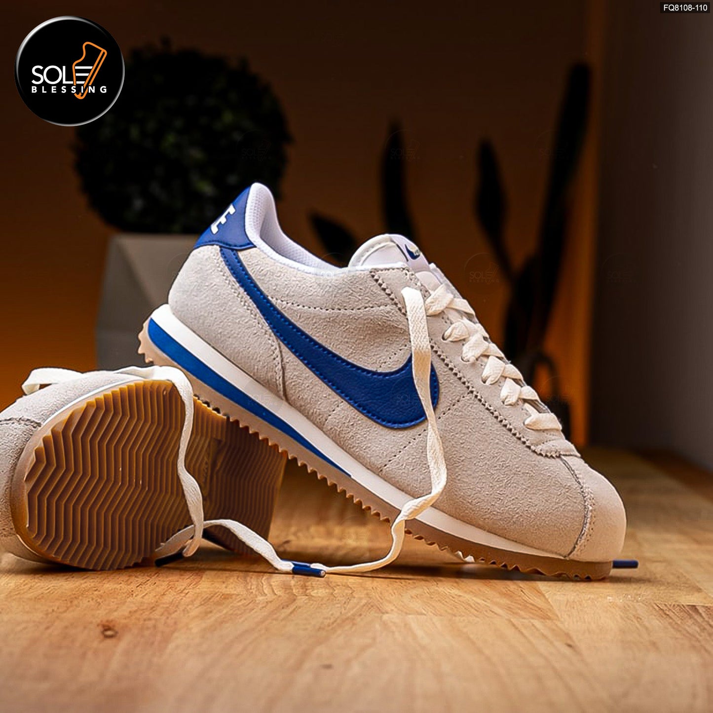 Nike Cortez Pale Ivory and Deep Royal Blue