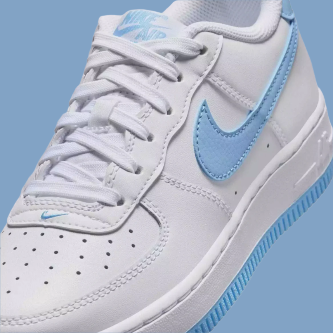 Nike Air Force 1 GS White & Aquarius Blue